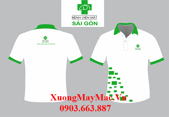may &aacute;o thun đồng phục cao cấp của bệnh viện mắt s&agrave;i g&ograve;n